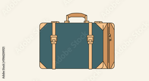 Vintage Luggage Travel Suitcase Illustration.
