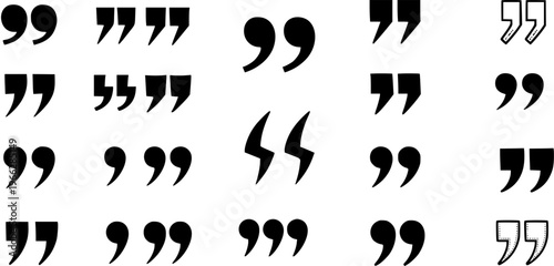 Diverse Quote Marks: Illustration of Various Punctuation Symbols and Styles for Quotations, Emphasis, or Design Elements