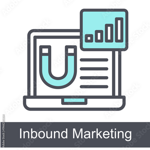 Inbound Marketing Blue Vector Icon On White Background 
