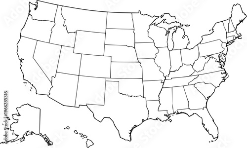Blank United States Map Outline for Education and Design
