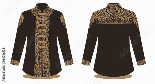 Traditional Embroidered Black Caftan with Gold Ornamentation