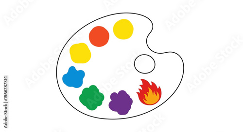 Colorful paint palette with blobs.