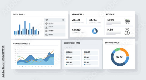Business infographic elements, data visualization, charts and graphs, vector statistics, financial analysis, dashboard UI