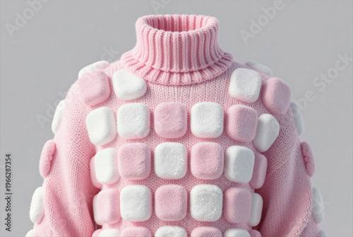 Conceptual High-Neck Marshmallow Knit Fashion