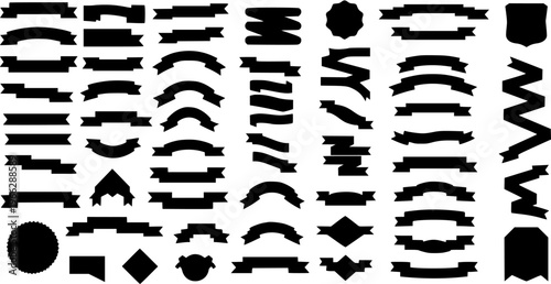 Vector Black Ribbon Banners: Decorative Elements for Design