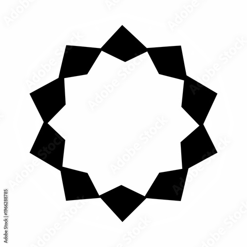 A set of black and white geometric shapes and abstract circle elements featuring hexagon and star icons for a modern 3d business logo or web design concept