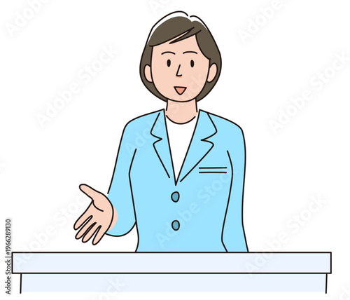 スーツ姿の話をする女性の上半身のベクターイラスト