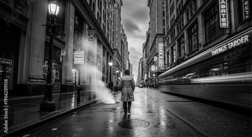 Φωτογραφία Man Walking in City Street.