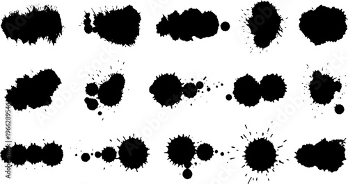 Collection of Various Black Ink Splatter Stains