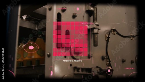 Camera panning exposing bottle line, attention grid updating and tagging bottle rows for inspection