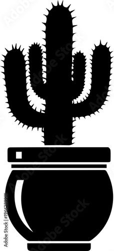 Elegant potted cactus silhouette for modern home decor, perfect for southwest designs and desert themes, bringing minimalist nature indoors