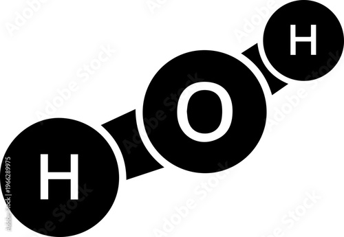 Scientific illustration of ozone molecule for educational resources and science concepts about atmospheric chemistry, climate change and environmental science