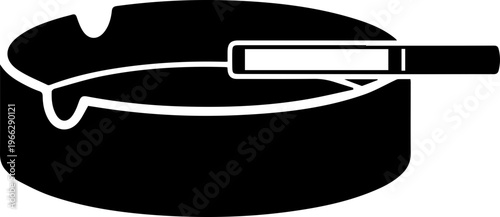 Black and white ashtray with cigarette for smoking cessation campaigns or anti smoking awareness graphics with bold, modern design elements