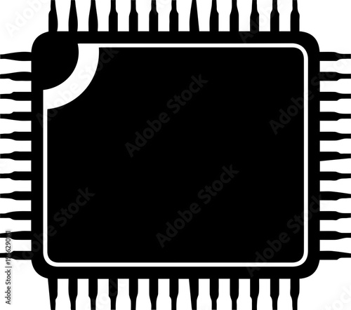 Sleek black and white modern chip design for technology and innovation projects needing a clean, professional edge in the digital world