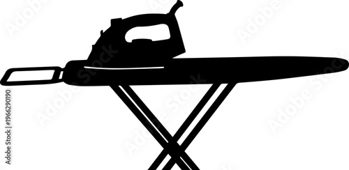 Sleek silhouette of iron and ironing board conveys modern minimalist design and clean living, perfect for home decor or lifestyle concepts