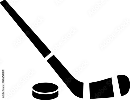 Dynamic hockey stick and puck ready for action, capturing the spirit of the game with bold modern style