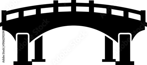 Elegant black silhouette of a Japanese garden bridge, symbolizing connection and tranquility for your next design project