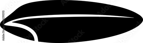 Bold black abstract seed shape with elegant curved lines on a clean white background, symbolizing growth and potential