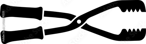 Professional black silhouette of industrial pliers with serrated jaws and comfortable grips, isolated on white background