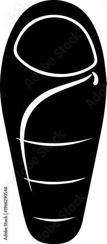 Cozy, warm sleeping bag silhouette for adventurous outdoor nights and comfortable camping trips