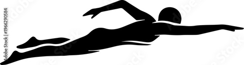 Dynamic silhouette of a professional swimmer powerfully gliding through water, capturing speed and focus