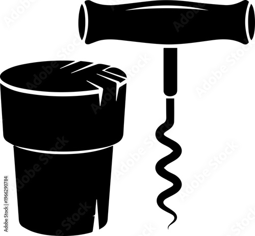 Classic corkscrew and wine stopper silhouette for effortless beverage service and cellar storage