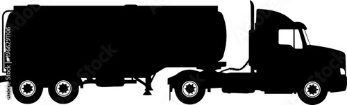 Powerful semi truck hauling liquid tanker trailer on highway, symbolizing logistics and delivery