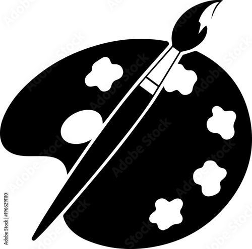 Artistic creation symbol featuring a painter's palette with vibrant colors and a brush ready for inspiration