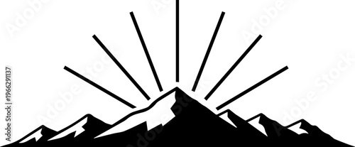 Sunrise over majestic mountain peaks, symbolizing new beginnings and boundless adventure, perfect for inspiring journeys