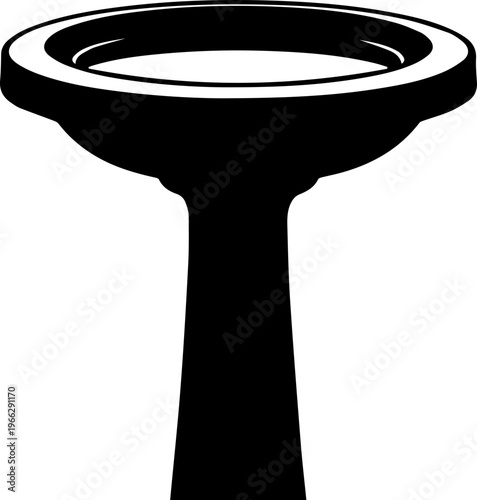 Modern minimalist black silhouette of a trumpet mouthpiece on a clean white background for music and audio projects