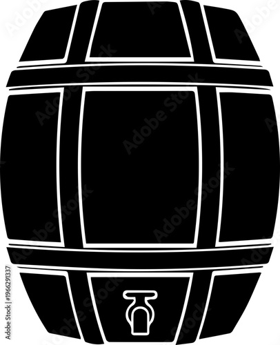 Classic wooden barrel with spigot for beverage storage or rustic decor, perfect for brewing or vintage themes