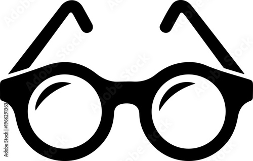 Classic black round glasses icon representing intelligence, education, and clear vision for knowledge seekers