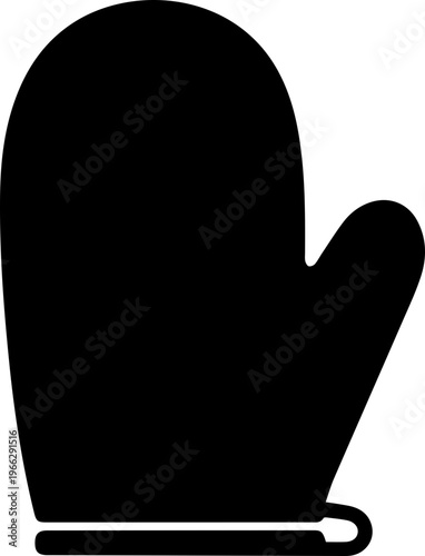 Simple black oven mitt icon for kitchen safety, cooking, and baking essential protection