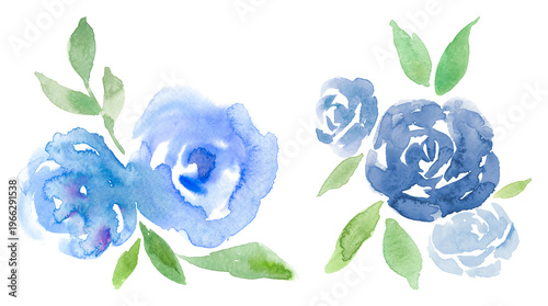 PNG Elegant watercolor blue floral design on transparent background