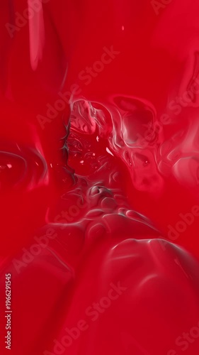 Liquid Red Abstract Flow Loop Vertical Organic Motion Background