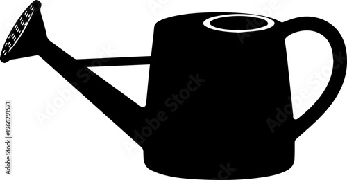 Classic black silhouette watering can for garden care and nurturing plants, essential gardening tool for vibrant growth