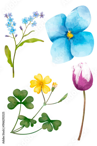 Colorful flowers sticker png hand drawn collection