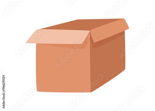 Simple donation help box icon in flat brown color. Closed carton gift box for charity and aid. Minimal donate symbol for community support and give concept as helpful contribution element