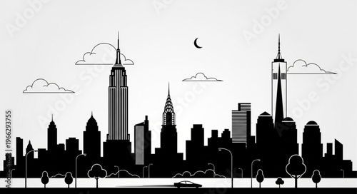 New York City Skyline Silhouette.