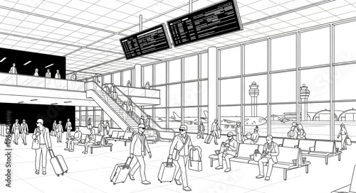 People in a large building.