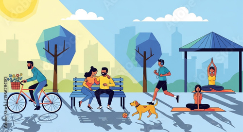 People exercising in the park.