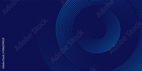 Circle gradient dark blue technology background. Geometric shapes radial connections
