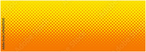 ハーフトーンドット黄色/オレンジグラデーション｜大きめドット横長