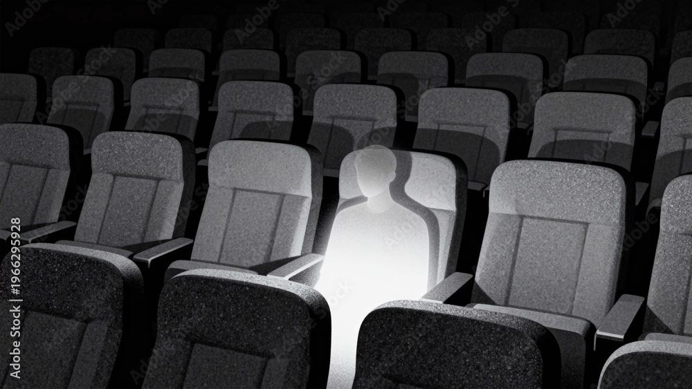 Fototapeta premium Glowing figure in empty theater
