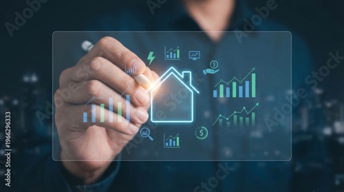 Smart home energy management, digital real estate investment data, house market growth charts