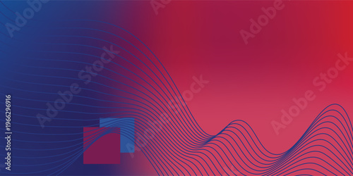 Blue purple red gradient mesh abstract background with wavy blended lines nice for wallpaper or banner