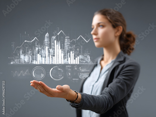in formal attire presenting city data analytics