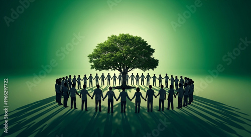 Earth Day People Silhouette Collection – Sustainability, Environment & Eco Lifestyle Gradient Background Vector Set