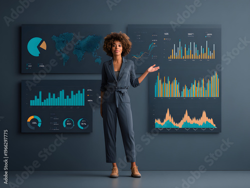 in formal attire presenting city data analytics