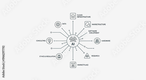Black and white business icons network.